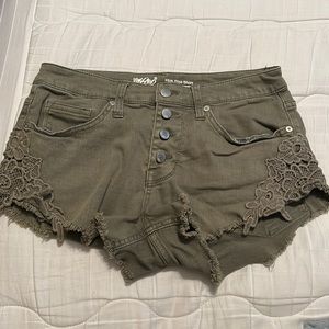 Olive Green High Rise Shorts